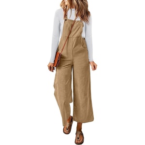image:imageSidefeel Overalls for Women Casual Dressy Corduroy JumpsuitsKhaki