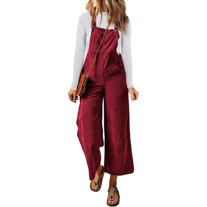 image:imageSidefeel Overalls for Women Casual Dressy Corduroy JumpsuitsRed