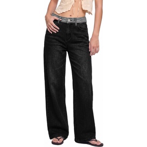 image:imageSidefeel Womens High Waisted Straight Leg Stretch JeansBlack