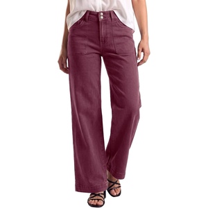 image:imageSidefeel Womens High Waisted Stretchy Straight Leg JeansBurgundy