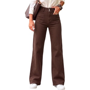 image:imageSidefeel Womens Wide Leg Jeans High Waisted Denim PantsChicory Coffee