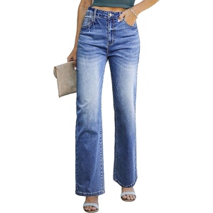 image:imageSidefeel Womens Wide Leg Jeans High Waisted Straight Denim PantsDark Blue