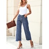 image:imageSidefeel Cropped Jeans for Women Wide Straight Leg Denim Stretch PantsA Sky Blue