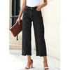 image:imageSidefeel Cropped Jeans for Women Wide Straight Leg Denim Stretch PantsBlack