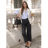image:imageSidefeel Cropped Jeans for Women Wide Straight Leg Denim Stretch PantsBlack