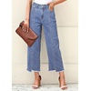 image:imageSidefeel Cropped Jeans for Women Wide Straight Leg Denim Stretch PantsMist Blue
