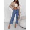 image:imageSidefeel Cropped Jeans for Women Wide Straight Leg Denim Stretch PantsSky Blue