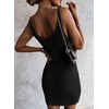 image:imageSidefeel Womens Fall Dresses V Neck Ribbed Knit Tank Mini Date Night DressBlack