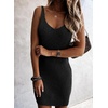 image:imageSidefeel Womens Fall Dresses V Neck Ribbed Knit Tank Mini Date Night DressBlack