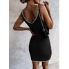 image:imageSidefeel Womens Fall Dresses V Neck Ribbed Knit Tank Mini Date Night DressBlack and White