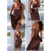 image:imageSidefeel Womens Fall Dresses V Neck Ribbed Knit Tank Mini Date Night DressBrown
