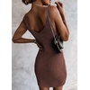 image:imageSidefeel Womens Fall Dresses V Neck Ribbed Knit Tank Mini Date Night DressBrown