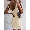 image:imageSidefeel Womens Fall Dresses V Neck Ribbed Knit Tank Mini Date Night DressCream White