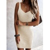 image:imageSidefeel Womens Fall Dresses V Neck Ribbed Knit Tank Mini Date Night DressCream White