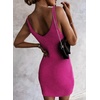 image:imageSidefeel Womens Fall Dresses V Neck Ribbed Knit Tank Mini Date Night DressHot Pink