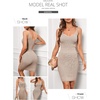 image:imageSidefeel Womens Fall Dresses V Neck Ribbed Knit Tank Mini Date Night DressKhaki