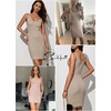 image:imageSidefeel Womens Fall Dresses V Neck Ribbed Knit Tank Mini Date Night DressKhaki