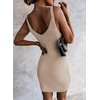 image:imageSidefeel Womens Fall Dresses V Neck Ribbed Knit Tank Mini Date Night DressKhaki