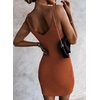 image:imageSidefeel Womens Fall Dresses V Neck Ribbed Knit Tank Mini Date Night DressOrange