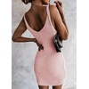 image:imageSidefeel Womens Fall Dresses V Neck Ribbed Knit Tank Mini Date Night DressPink