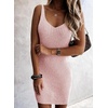 image:imageSidefeel Womens Fall Dresses V Neck Ribbed Knit Tank Mini Date Night DressPink