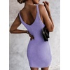 image:imageSidefeel Womens Fall Dresses V Neck Ribbed Knit Tank Mini Date Night DressPurple