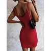 image:imageSidefeel Womens Fall Dresses V Neck Ribbed Knit Tank Mini Date Night DressRed