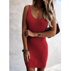 image:imageSidefeel Womens Fall Dresses V Neck Ribbed Knit Tank Mini Date Night DressRed
