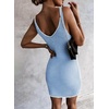 image:imageSidefeel Womens Fall Dresses V Neck Ribbed Knit Tank Mini Date Night DressSky Blue and White