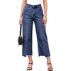 image:imageSidefeel Cropped Jeans for Women Wide Straight Leg Denim Stretch PantsBlue