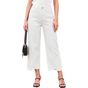 image:imageSidefeel Cropped Jeans for Women Wide Straight Leg Denim Stretch PantsWhite