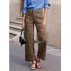 image:imageSidefeel Wide Leg Jeans for Women High Waisted Stretchy Ankle Denim PantsBrown Leopard