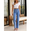 image:imageSidefeel Womens Jeans High Waisted Straight Leg Stretchy Y2K Ribbon Bowknot Loose Wide Leg Denim Pants Sky Blue Size 18