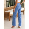 image:imageSidefeel Womens Jeans High Waisted Straight Leg Stretchy Y2K Ribbon Bowknot Loose Wide Leg Denim Pants Sky Blue Size 18