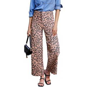image:imageSidefeel Wide Leg Jeans for Women High Waisted Stretchy Ankle Denim PantsPink Leopard