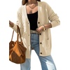 image:imageSidefeel Womens 3D Floral Long Sleeve V Neck Open Front Cardigan SweatersApricot