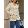 image:imageSidefeel Womens 3D Floral Long Sleeve V Neck Open Front Cardigan SweatersApricot