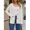 image:imageSidefeel Womens 3D Floral Long Sleeve V Neck Open Front Cardigan SweatersCream White