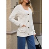 image:imageSidefeel Womens 3D Floral Long Sleeve V Neck Open Front Cardigan SweatersCream White