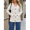 image:imageSidefeel Womens 3D Floral Long Sleeve V Neck Open Front Cardigan SweatersCream White