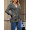 image:imageSidefeel Womens 3D Floral Long Sleeve V Neck Open Front Cardigan SweatersDark Grey