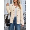 image:imageSidefeel Womens Button Up Floral Cardigan SweatersBeige