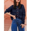 image:imageSidefeel Womens Button Up Floral Cardigan SweatersNavy Blue