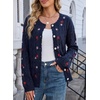 image:imageSidefeel Womens Button Up Floral Cardigan SweatersNavy Blue