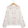 image:imageSidefeel Womens Button Up Floral Cardigan SweatersWhite