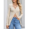 image:imageSidefeel Womens Cardigan Sweaters V Neck Long Sleeve Lightweight SweatersApricot