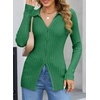 image:imageSidefeel Womens Cardigan Sweaters V Neck Long Sleeve Lightweight SweatersGreen