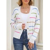 image:imageSidefeel Womens Striped Cropped Button Down Cardigan SweatersA White