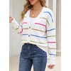 image:imageSidefeel Womens Striped Cropped Button Down Cardigan SweatersA White