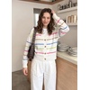 image:imageSidefeel Womens Striped Cropped Button Down Cardigan SweatersA White